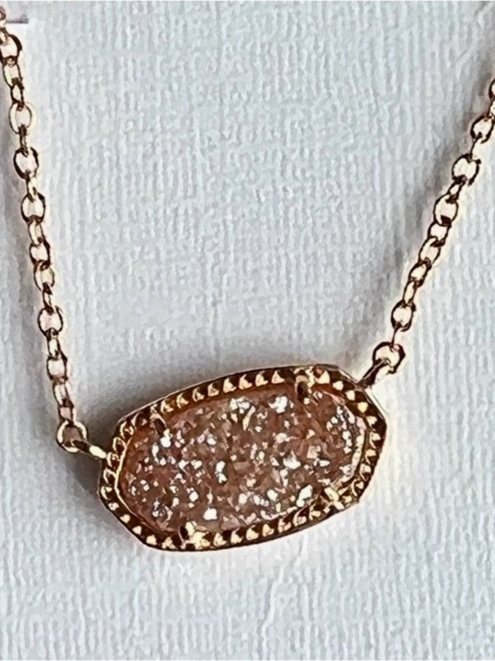 NWT Rare & Retired Kendra Scott Elisa Necklace Sand Drusy Rose Gold So Sparkly!